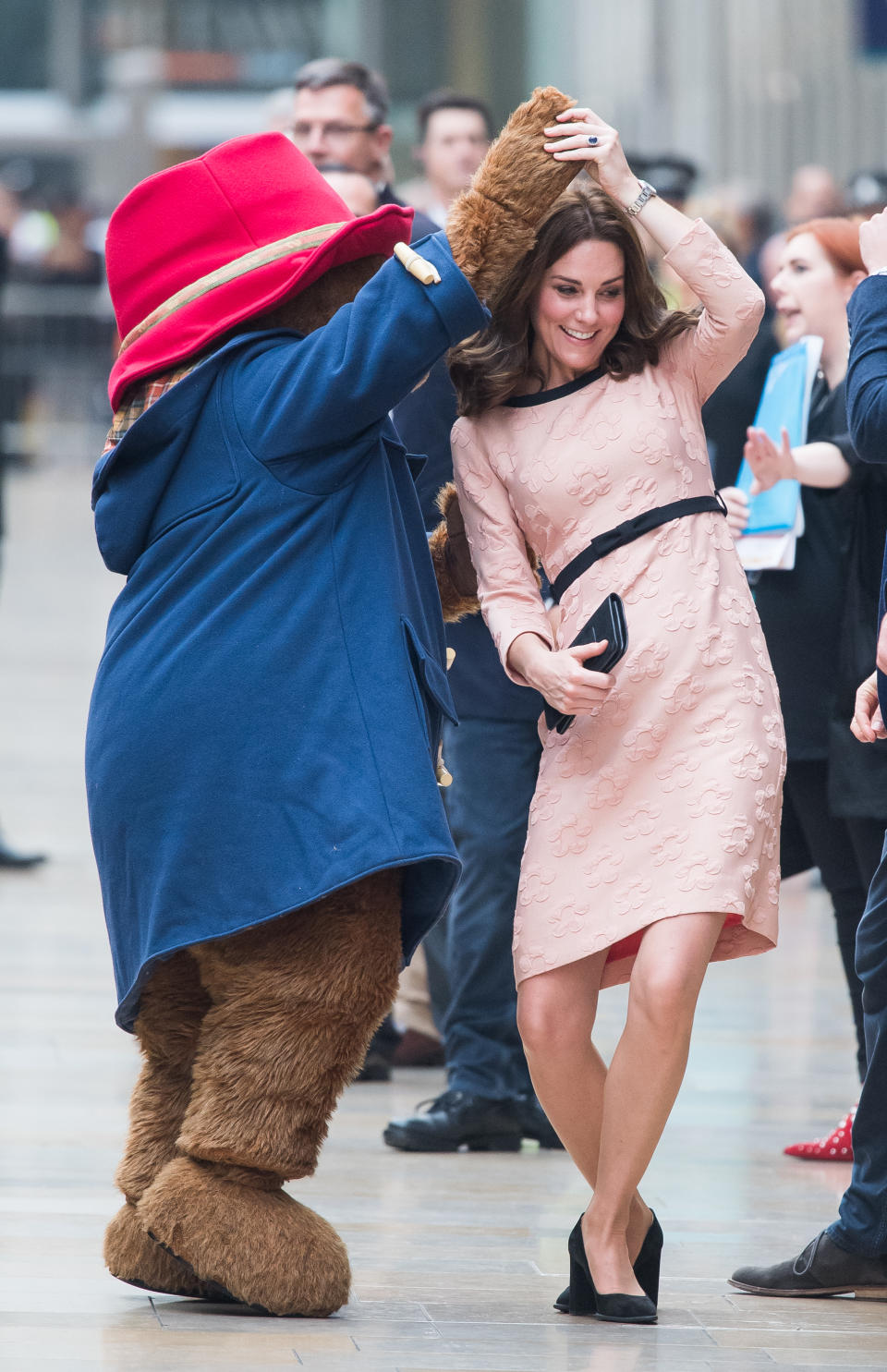 The Duchess was spun around by Paddington Bear. (Photo: Getty Images)