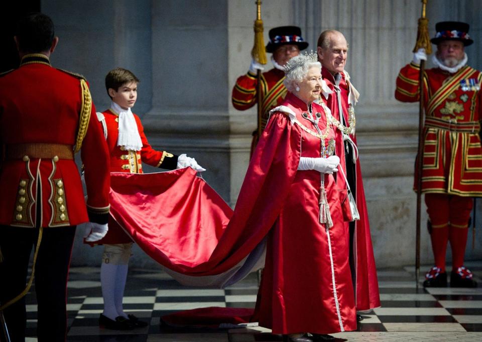 Queen Elizabeth II and Prince Philip attend a service for the Order of the British Empire at St Paul's Cathedral in London, 2012 (AFP/Getty)