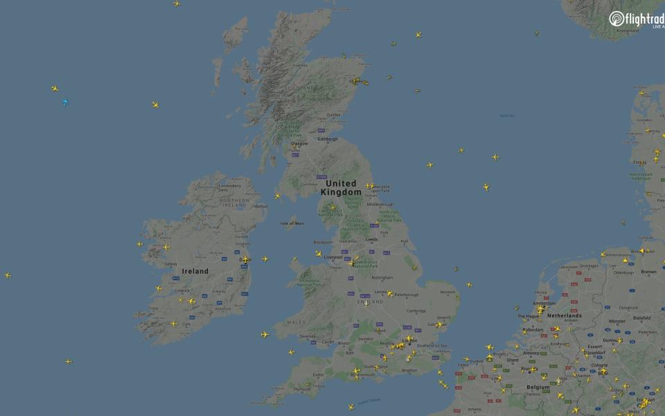 The skies above Britain on March 30, 2020