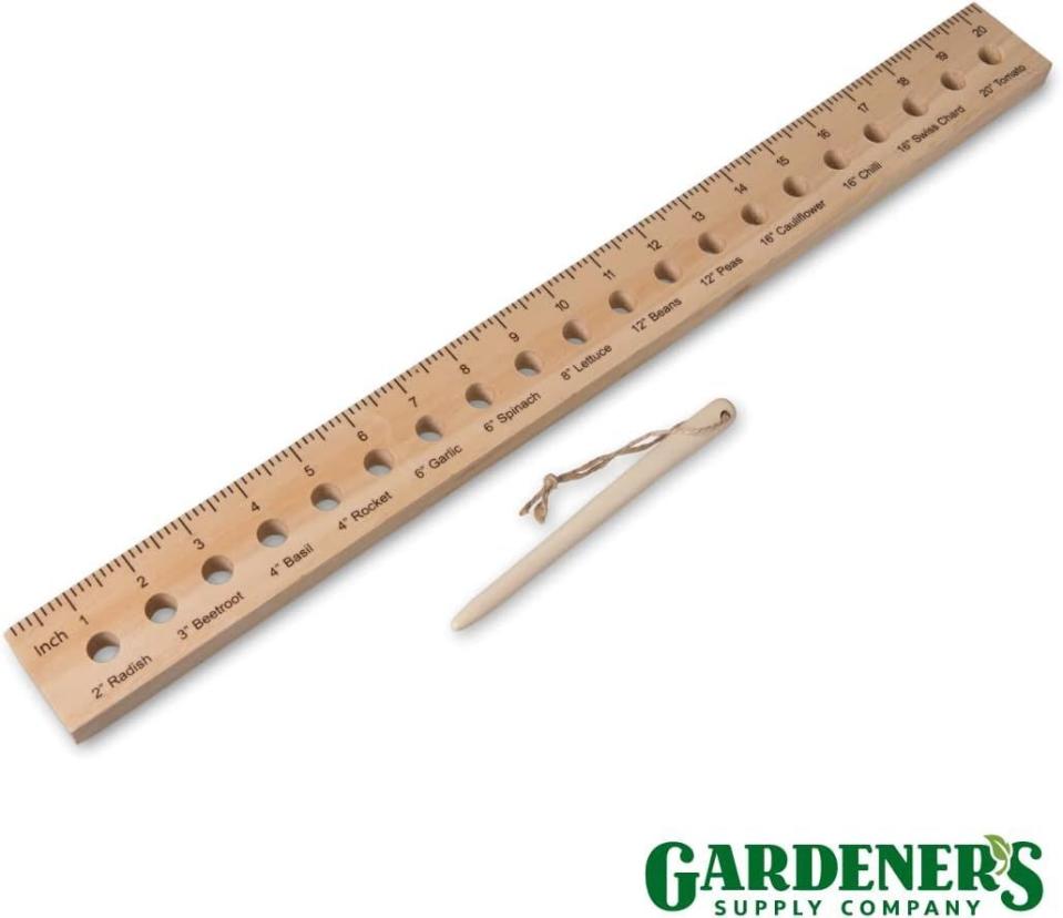 <p><a href="https://www.amazon.com/Gardeners-Supply-Company-Planting-Vegetable/dp/B081QP2L2Y?tag=syn-yahoo-20&ascsubtag=%5Bartid%7C10050.a.46457948%5Bsrc%7Cyahoo-us" rel="nofollow noopener" target="_blank" data-ylk="slk:Shop Now;elm:context_link;itc:0;sec:content-canvas" class="link ">Shop Now</a></p><p>Planting Ruler and Dibber </p><p>Amazon</p><p>$18.95</p>