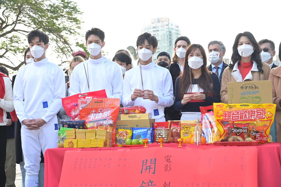 牧森、曹佑寧、劉修甫、丁寧出席開鏡儀式。（圖／非凡娛樂）