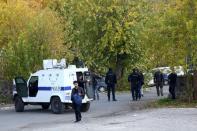 Police take security measures in Sur district where an unidentified gunman killed a top Kurdish lawyer in Kurdish dominated southeastern city of Diyarbakir, Turkey, November 28, 2015. REUTERS/Sertac Kayar