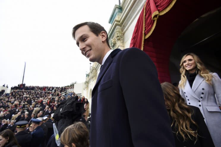 Jared Kushner, senior adviser to President Trump, arrives for the inauguration. (Photo: Saul Loeb/Reuters) 