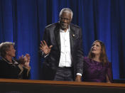 Bill Russell accepts the Arthur Ashe award for courage at the ESPY Awards on Wednesday, July 10, 2019, at the Microsoft Theater in Los Angeles. (Photo by Chris Pizzello/Invision/AP)