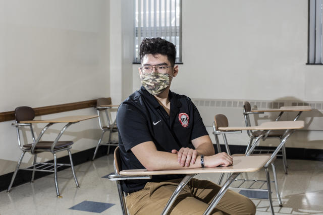 CRANFORD, NJ - FEB 16: Student Jose Alvarez poses for a portrait at Union County College&#39;s Cranford Campus in Cranford, N.J., on Tuesday, February 16, 2021. (Photo by Bryan Anselm For The Washington Post via Getty Images)