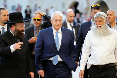 David Friedman, new United States Ambassador to Israel visits the Western Wall after arriving in the Jewish state on Monday and immediately paying a visit to the main Jewish holy site, in Jerusalem's Old City May 15, 2017 REUTERS/Ammar Awad