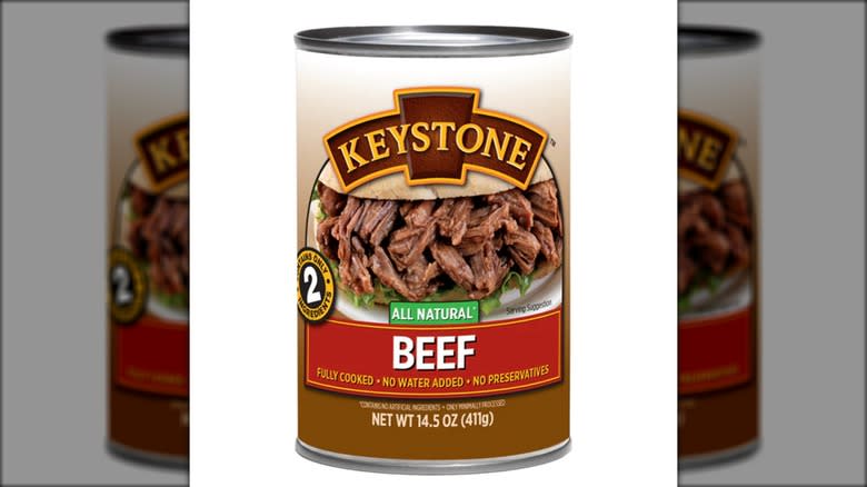 Can of Keystone beef