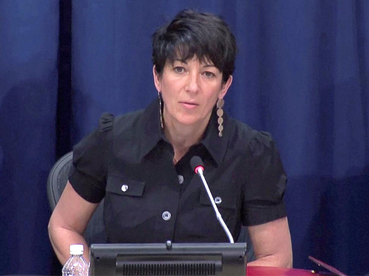 Ghislaine Maxwell, longtime associate of accused sex trafficker Jeffrey Epstein, speaks at a news conference on oceans and sustainable development at the United Nations in New York, on 25 June 2013: (Reuters)