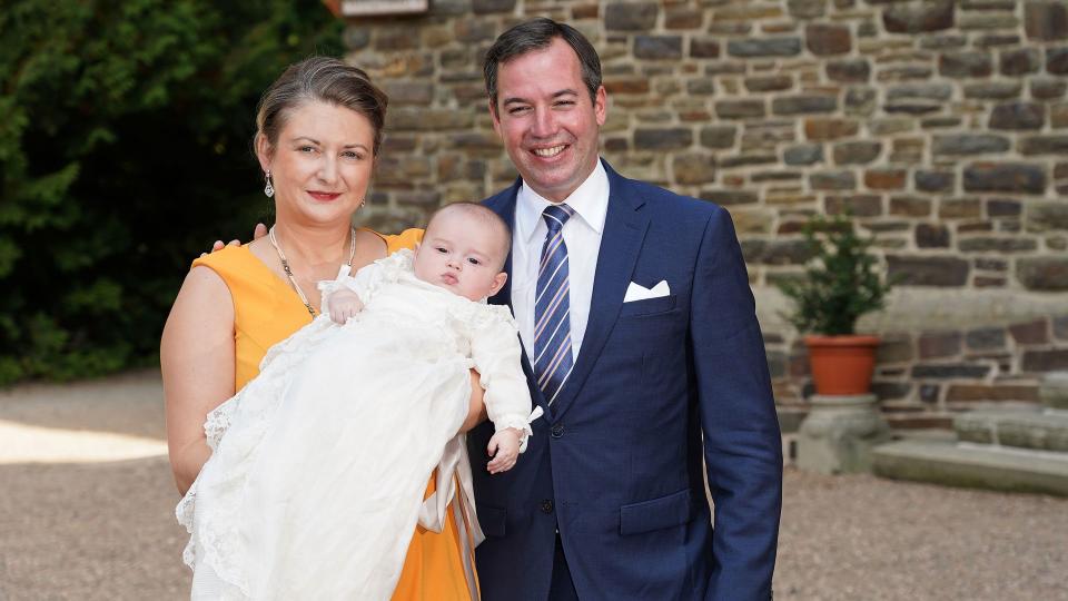 Princess Stephanie and Prince Guillaume with their eldest son, Prince Charles, in 2020