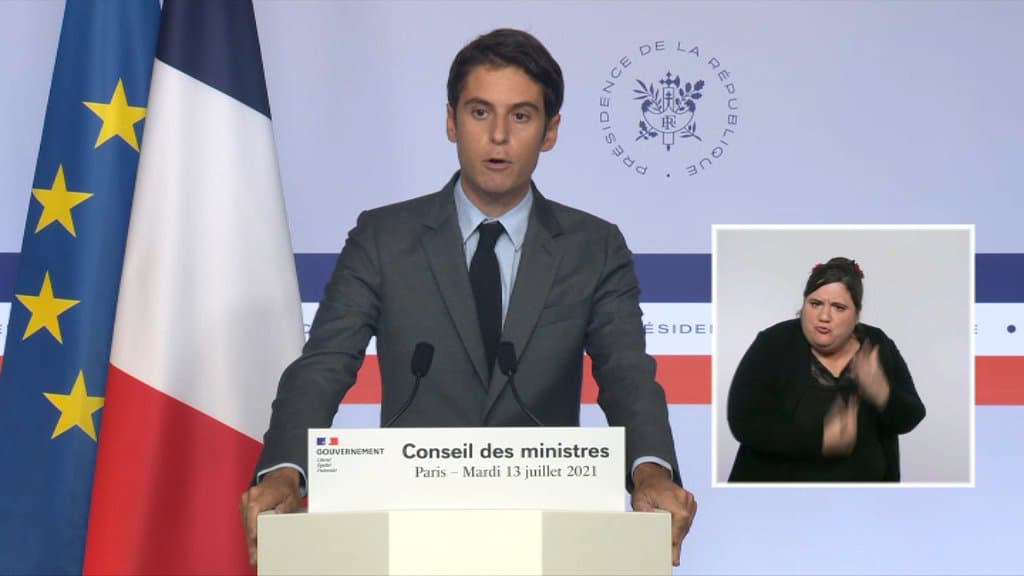 Gabriel Attal, le 13 juillet 2021 à l'Elysée - BFMTV