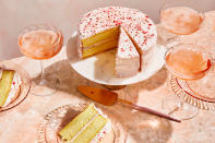 <p><strong>Recipe: <a href="https://www.southernliving.com/recipes/pink-champagne-cake" rel="nofollow noopener" target="_blank" data-ylk="slk:Pink Champagne Cake" class="link ">Pink Champagne Cake</a></strong></p> <p>If you're already pulling out the flute glasses for a midnight toast, then maybe this Pink Champagne Cake is the dessert for you. You'll definitely want to pop some champagne for this recipe; we included it in both the cake and icing. </p>  