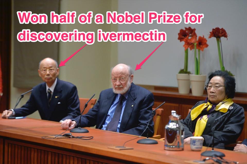 three nobel prize winners sitting at a press conference in Stockholm