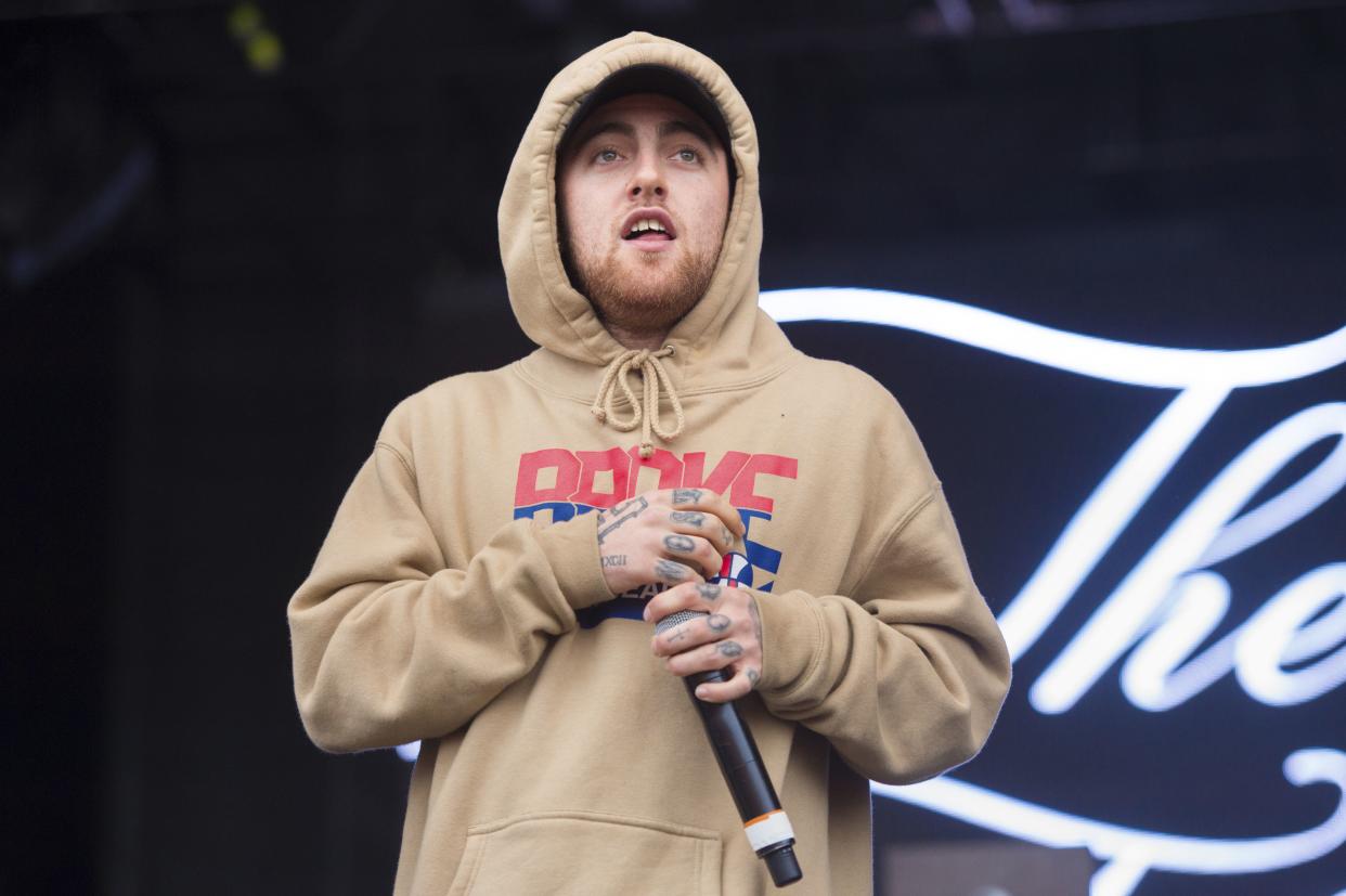 FILE - Mac Miller performs on Oct. 2, 2016, at The Meadows Music and Arts Festivals at Citi Field in New York. 