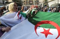 Protest demanding political change, in Algiers