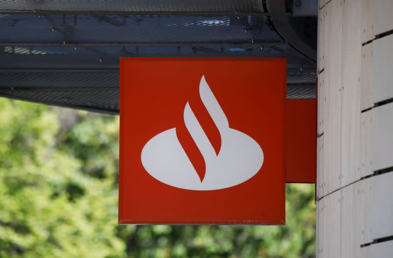 Santander logo is pictured in Warsaw