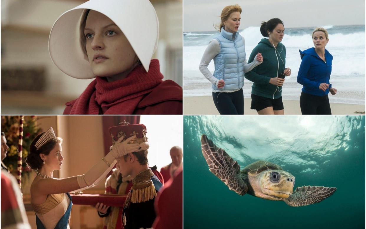 Clockwise: The Handmaid's Tale, Big Little Lies, The Crown, Blue Planet II