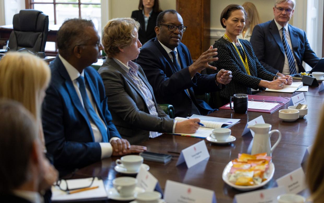 Kwasi Kwarteng met representatives from the investment banking sector on Wednesday - Simon Walker/HM Treasury 