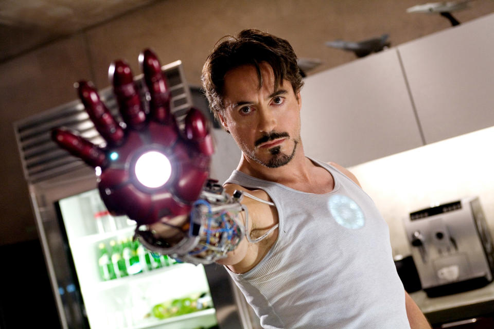 Tony Stark testing an Iron Man hand