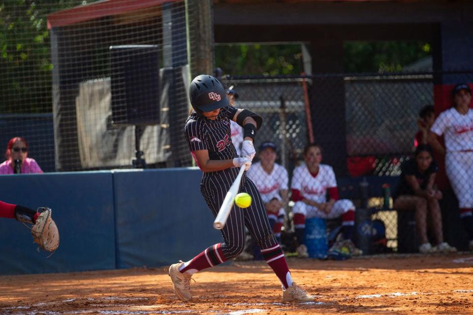 The Palm Beach Central and Oxbridge Academy softball teams face off on Thursday, April 18, 2024.