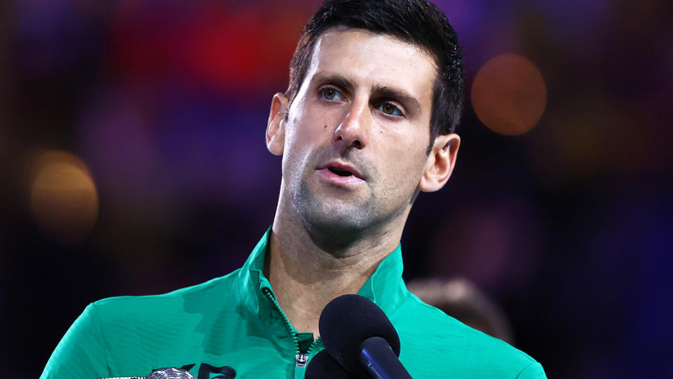 Novak Djokovic, pictured here after the Australian Open final in January.