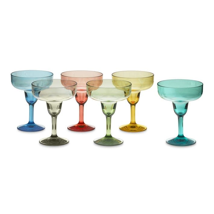 24) Multicolored Margarita Glasses