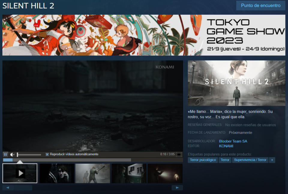 Steam parece delatar presencia de Silent Hill en Tokyo Game Show 2023
