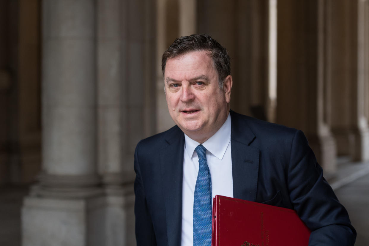 LONDON, UNITED KINGDOM - JULY 18, 2023: Secretary of State for Work and Pensions Mel Stride arrives in Downing Street to attend the final weekly Cabinet meeting before the Summer recess in London, United Kingdom on July 18, 2023. (Photo credit should read Wiktor Szymanowicz/Future Publishing via Getty Images)