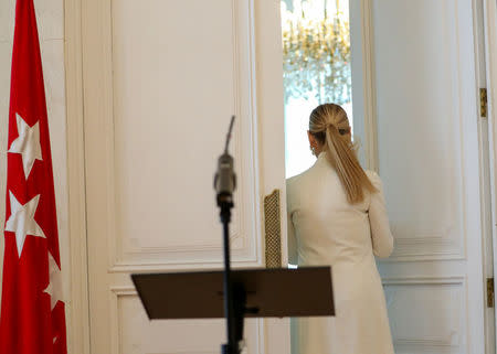 Madrid's regional president Cristina Cifuentes leaves after announcing her resignation in Madrid, Spain, April 25, 2018. REUTERS/Susana Vera