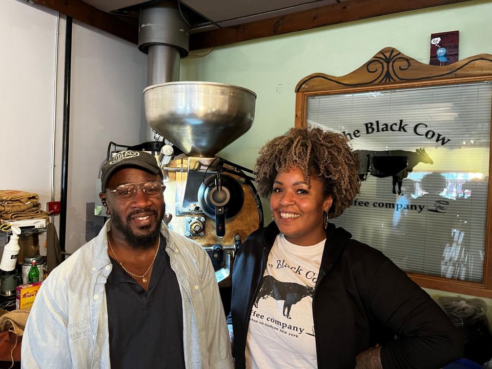 Cole and Faith Rivers, owners of The Black Cow Coffee Co. in Croton-on-Hudson. The Rivers' are just one of many married couples that work together.
