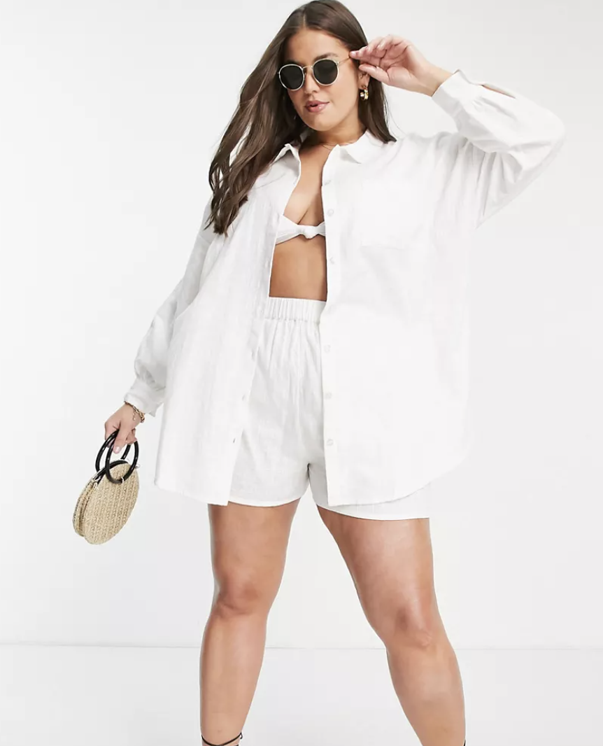 ASOS Curve Oversized Natural Beach Shirt