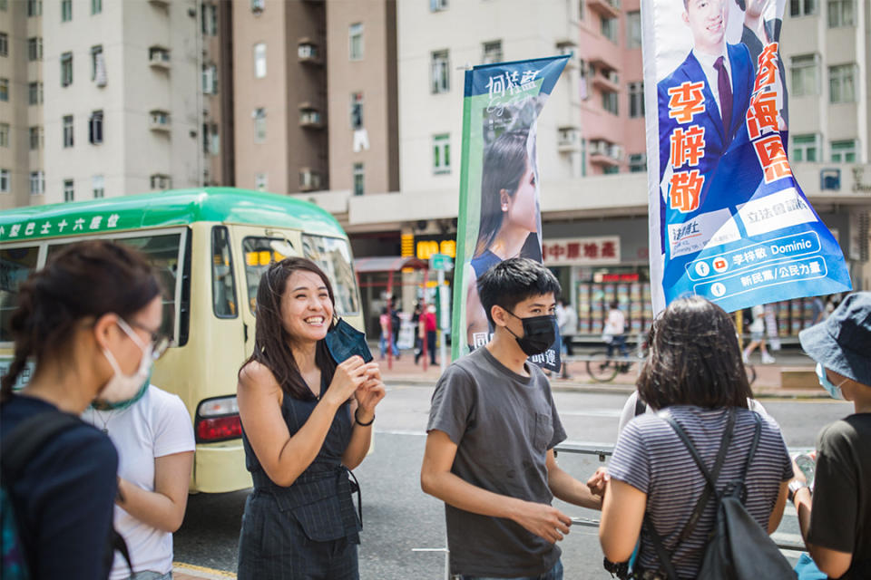 2020年7月12日，何桂藍在大圍街站。