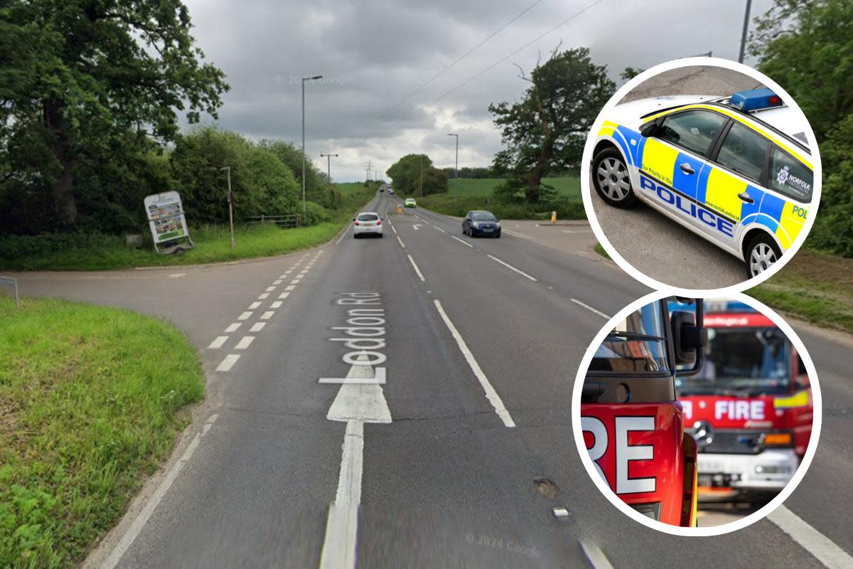 The A146 was blocked following a crash <i>(Image: Google/Newsquest)</i>