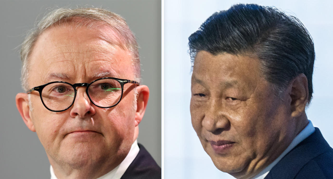 Separate pictures of Anthony Albansese and Xi Jinping