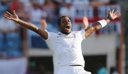 Cricket - West Indies v England - Second Test - National Cricket Ground, Grenada - 24/4/15 England's Chris Jordan appeals for the wicket of West Indies' Kraigg Brathwaite Action Images via Reuters / Jason O'Brien Livepic