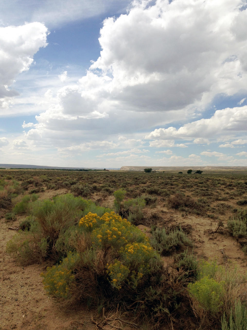 This Aug. 6, 2013 photo shows afternoon clouds lazing above Sheep Rock, a bluff overlooking the North Platte River and Bird Cloud Ranch, home of "Brokeback Mountain" author Annie Proulx, in southeastern Wyoming. (AP Photo/Mead Gruver)