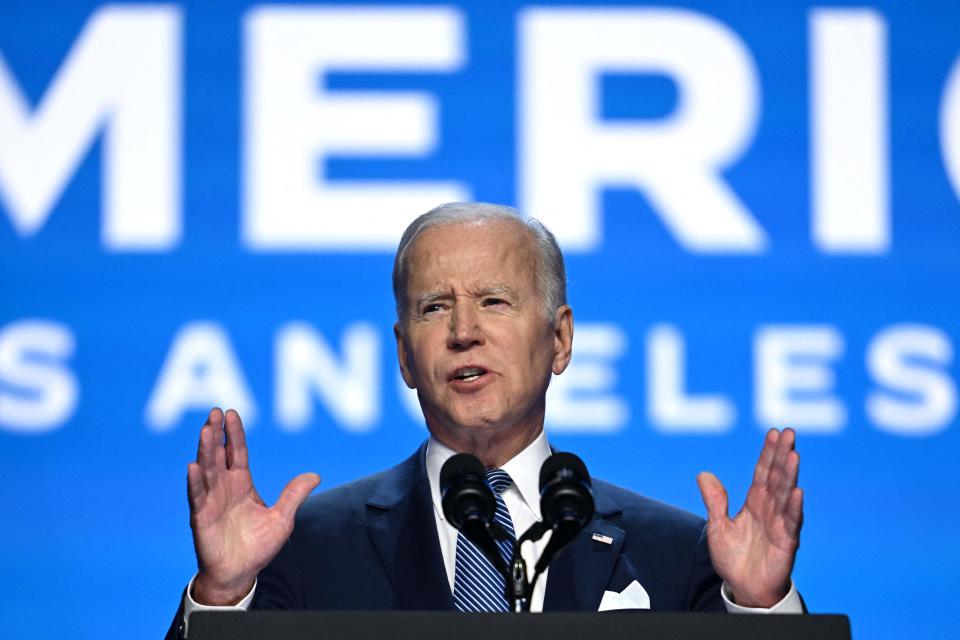 US President Joe Biden speaks during opening ceremony of the the 9th Summit of the Americas at the Los Angeles Convention Center in Los Angeles, California on June 8, 2022.