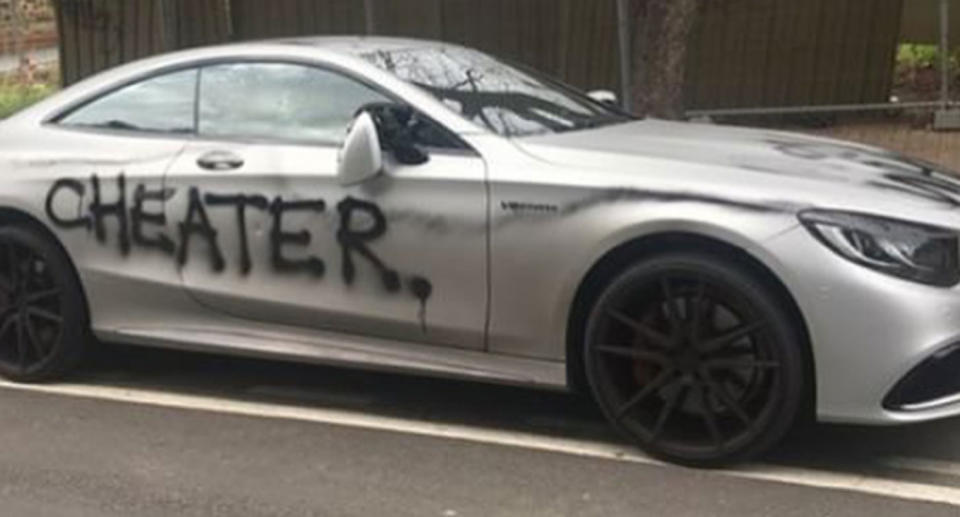 A witness said they saw a woman spray painting the car. Source: Source: Instagram/ Daniel Marks & Elise Marie