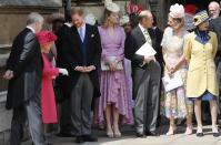 <p>Royals gather outside after the ceremony, including Prince Andrew, the queen, Prince Harry, Prince Edward, and Princess Anne. </p>