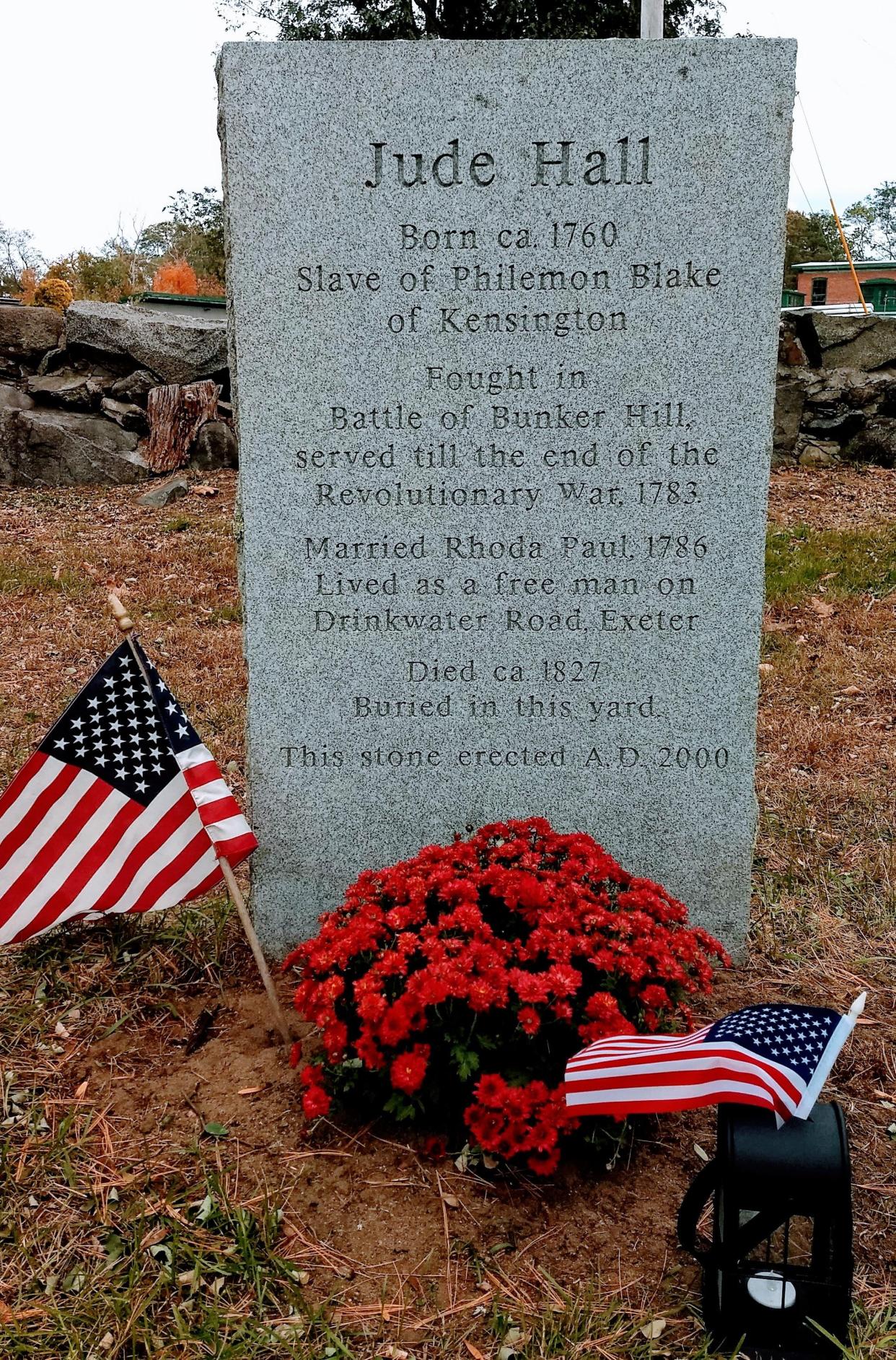 The gravesite of Jude Hall, a Black man who earned his freedom by fighting in the Revolutionary War.