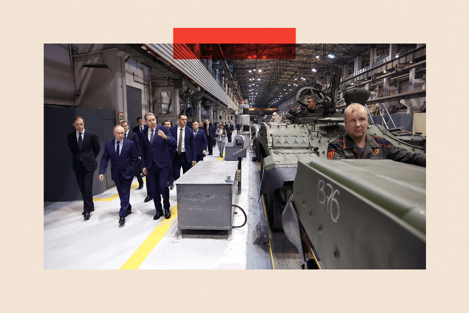 Vladimir Putin visits a tank factory in the Urals