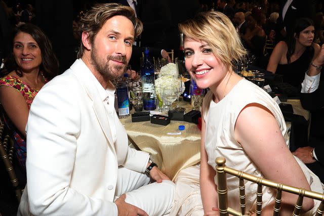 <p>Kevin Mazur/Getty Images</p> Ryan Gosling and Greta Gerwig at the 2024 Critics Choice Awards in Santa Monica on Jan 14, 2024