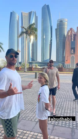<p>Chris Hemsworth/Instagram</p> Chris showed off some of the futuristic-looking skyscrapers in Abu Dhabi.