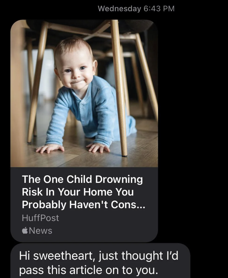 article sent about drowning risks for children at home