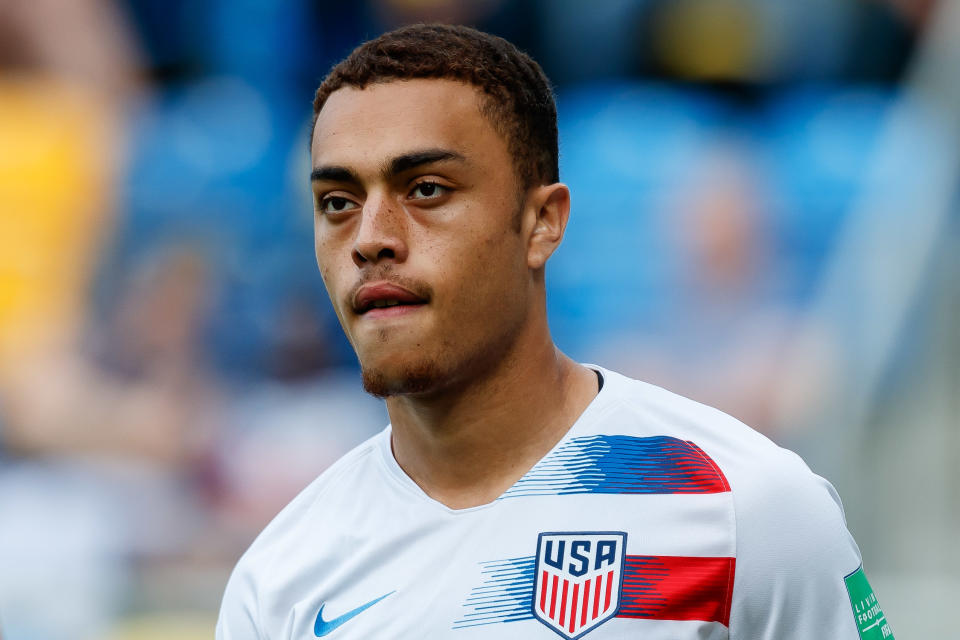 GDYNIA, POLAND - JUNE 08: Sergino Dest of USA looks on prior to the 2019 FIFA U-20 World Cup Quarter Final match between USA and Ecuador at Gdynia Stadium on June 8, 2019 in Gdynia, Poland. (Photo by TF-Images/Getty Images)