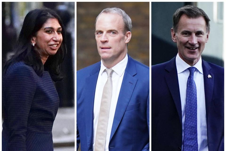 Suella Braverman, Dominic Raab and Jeremy Hunt (Victoria Jones/James Manning/Aaron Chown/PA)