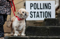<p>A dog waits with its owner outside a general-election polling station at the Town Hall in Chipping Norton, U.K., on Thursday, June 8, 2017. (Photo: Jason Alden/Getty Images) </p>