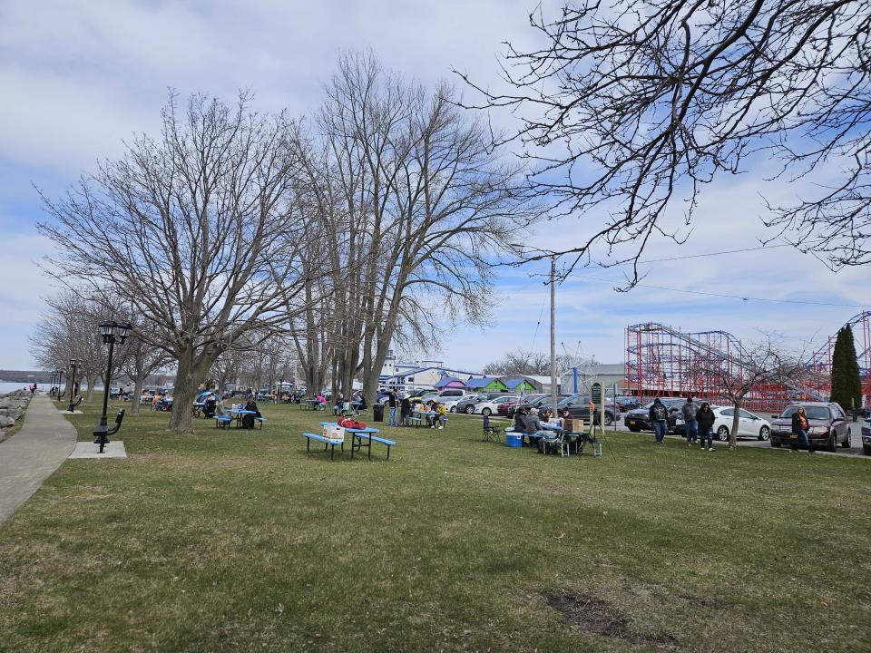 Early eclipse watchers begin to gather in Sylvan Beach, N.Y.