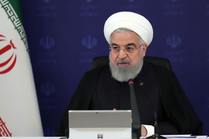 Iranian President Hassan Rouhani speaks during a meeting in Tehran