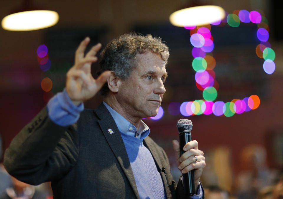 U.S. Sen. Sherrod Brown, D-Ohio, speaks during an event at a brewery Saturday, Feb. 23, 2019, in Henderson, Nev. Brown brought a pro-worker message Saturday to Las Vegas casino workers who are members of what's considered Nevada's most powerful labor union, declaring that if he decides to run for president, he will be "the most pro-union candidate."  (Photo: John Locher/AP)