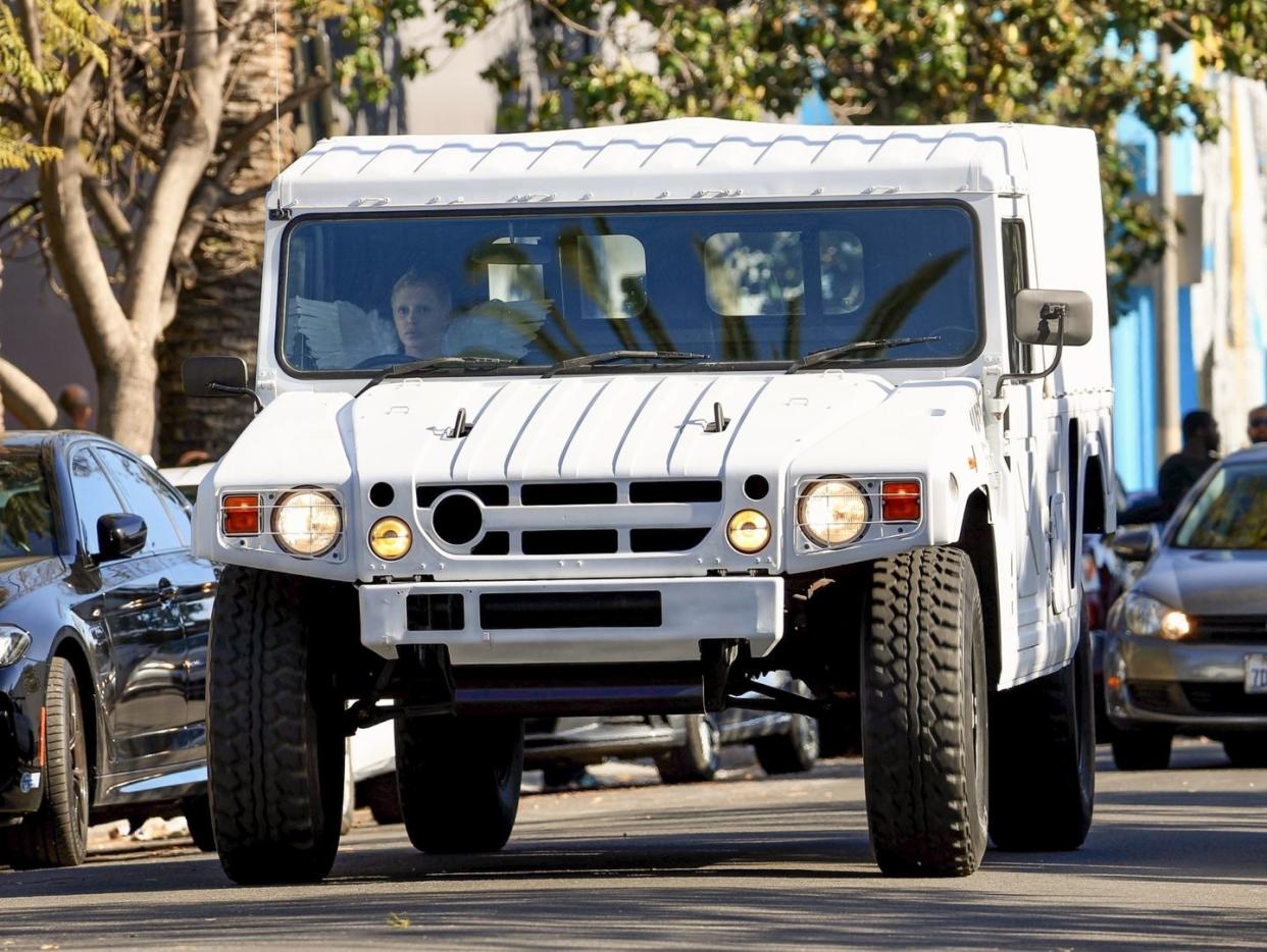 bianca censori in toyota mega cruiser in los angeles